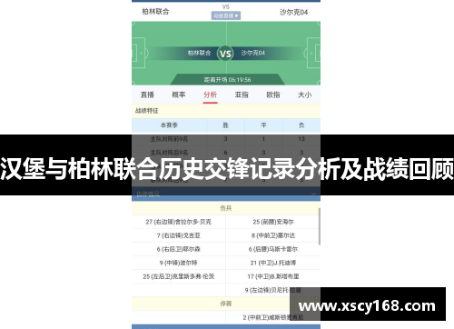 汉堡与柏林联合历史交锋记录分析及战绩回顾